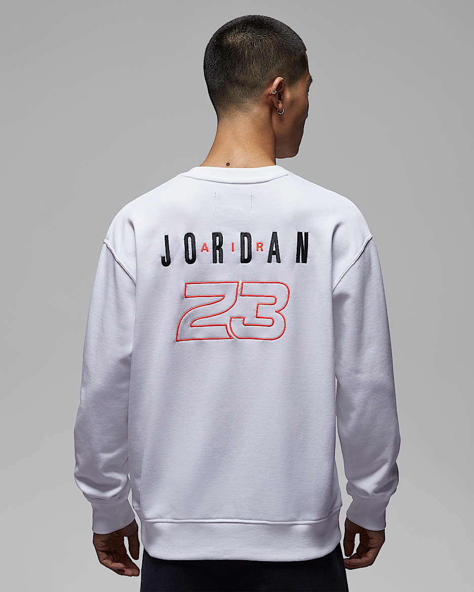 Jordan Flight Fleece 男子圆领运动衫 - 白色/红外线红 23