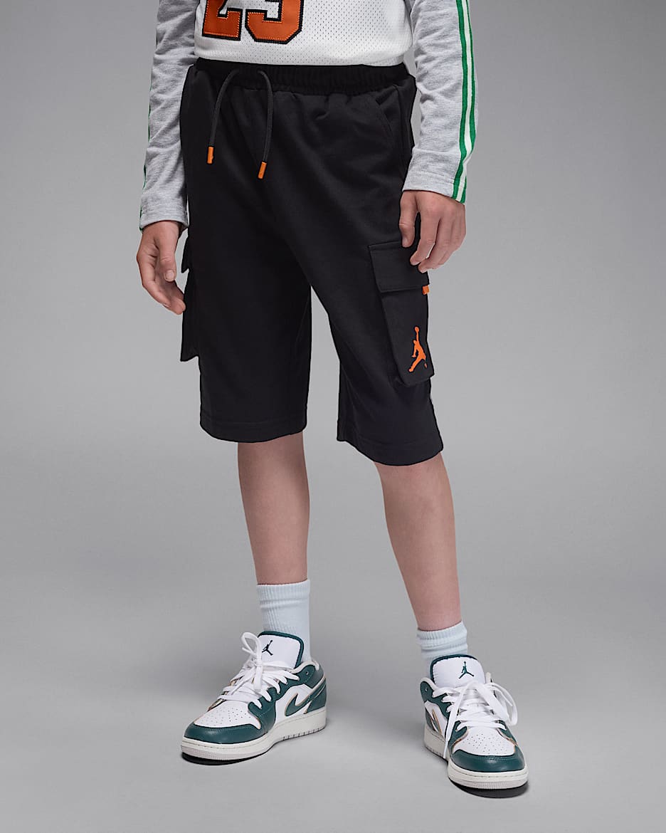 Jordan Jumpman Timeout 大童法式毛圈短裤 - 黑/海星橙