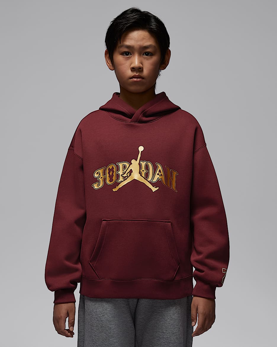 Jordan 新年系列大童套头连帽衫 - 暗队红