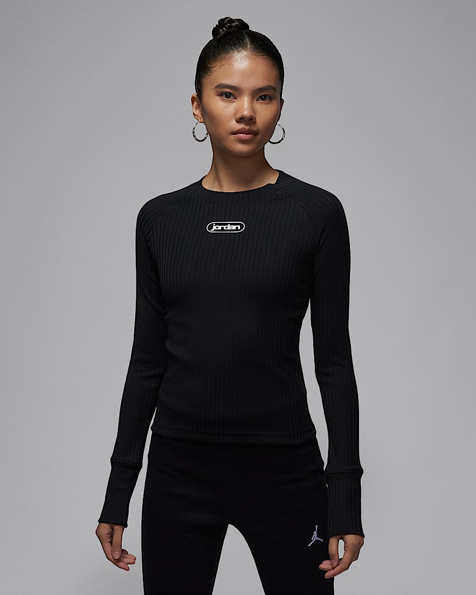 Jordan Flight 女子长袖上衣 - 黑/帆白