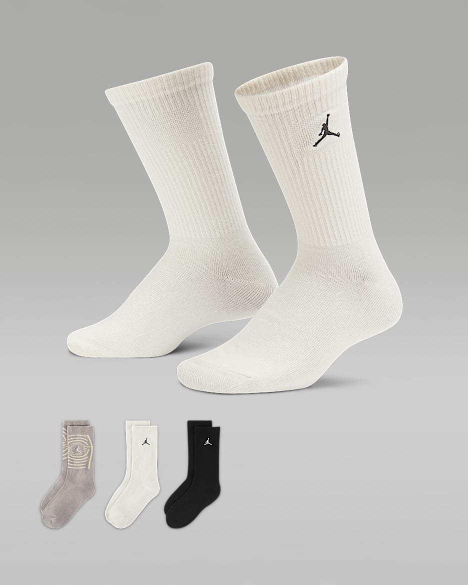 Jordan Crew 幼童运动童袜(3 双) - 浅土褐