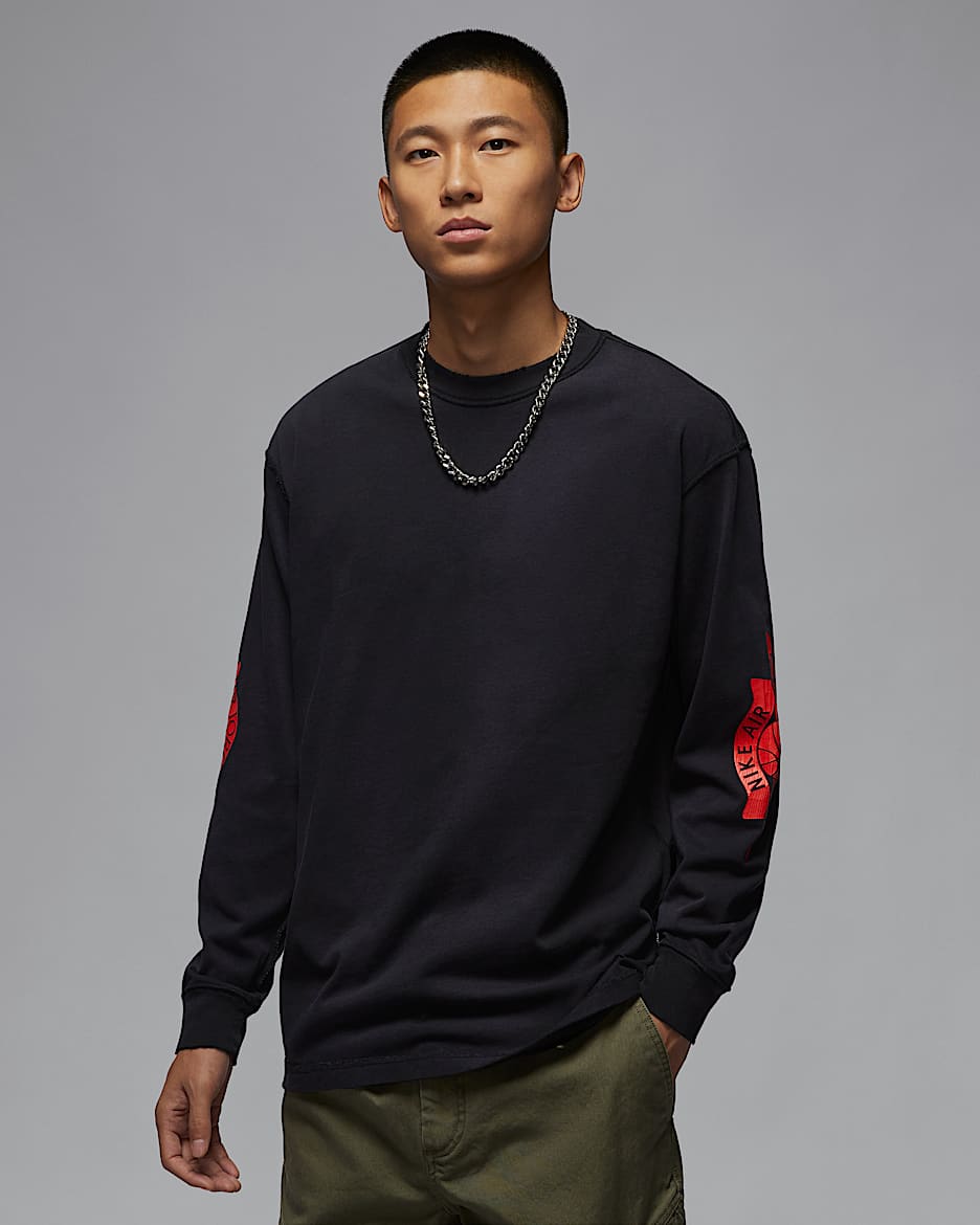 Jordan Rare Air 男子长袖T恤 - 黑/椒红