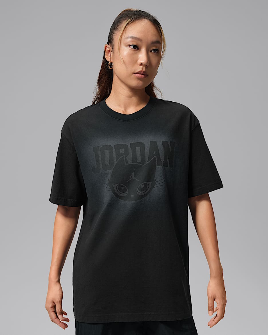 Jordan 女子 Oversize 风印花短袖T恤 - 黑