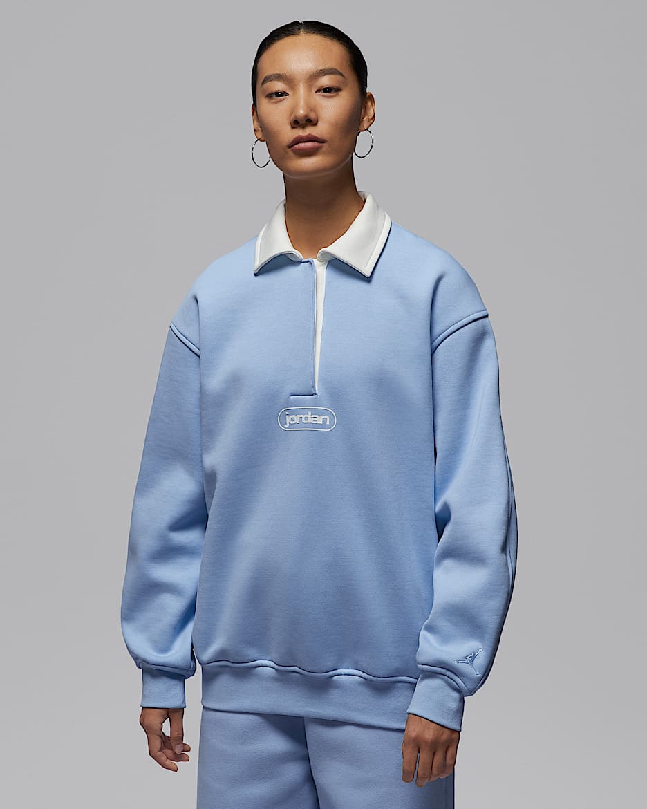 Jordan Flight Fleece 女子加绒橄榄球上衣 - 心灵蓝/帆白/心灵蓝