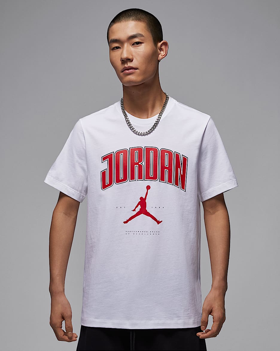 Jordan 男子T恤 - 白色/健身红/健身红