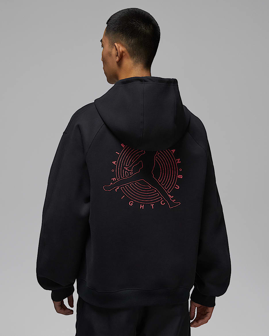 Jordan Flight Club Fleece 男子全长拉链开襟针织夹克 - 黑