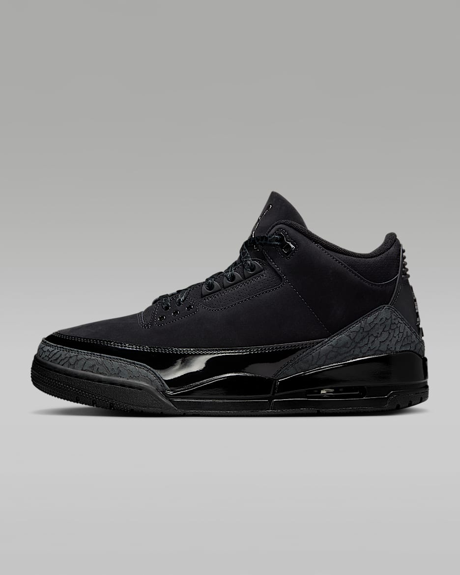 Air Jordan 3 Retro "Black Cat" 复刻男子运动鞋复古缓震 - 黑/白色/暗炭黑