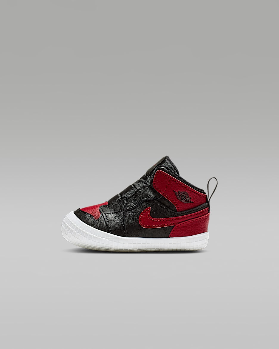 Jordan 1 Crib Bootie 婴童童鞋 - 黑/白色/校园红