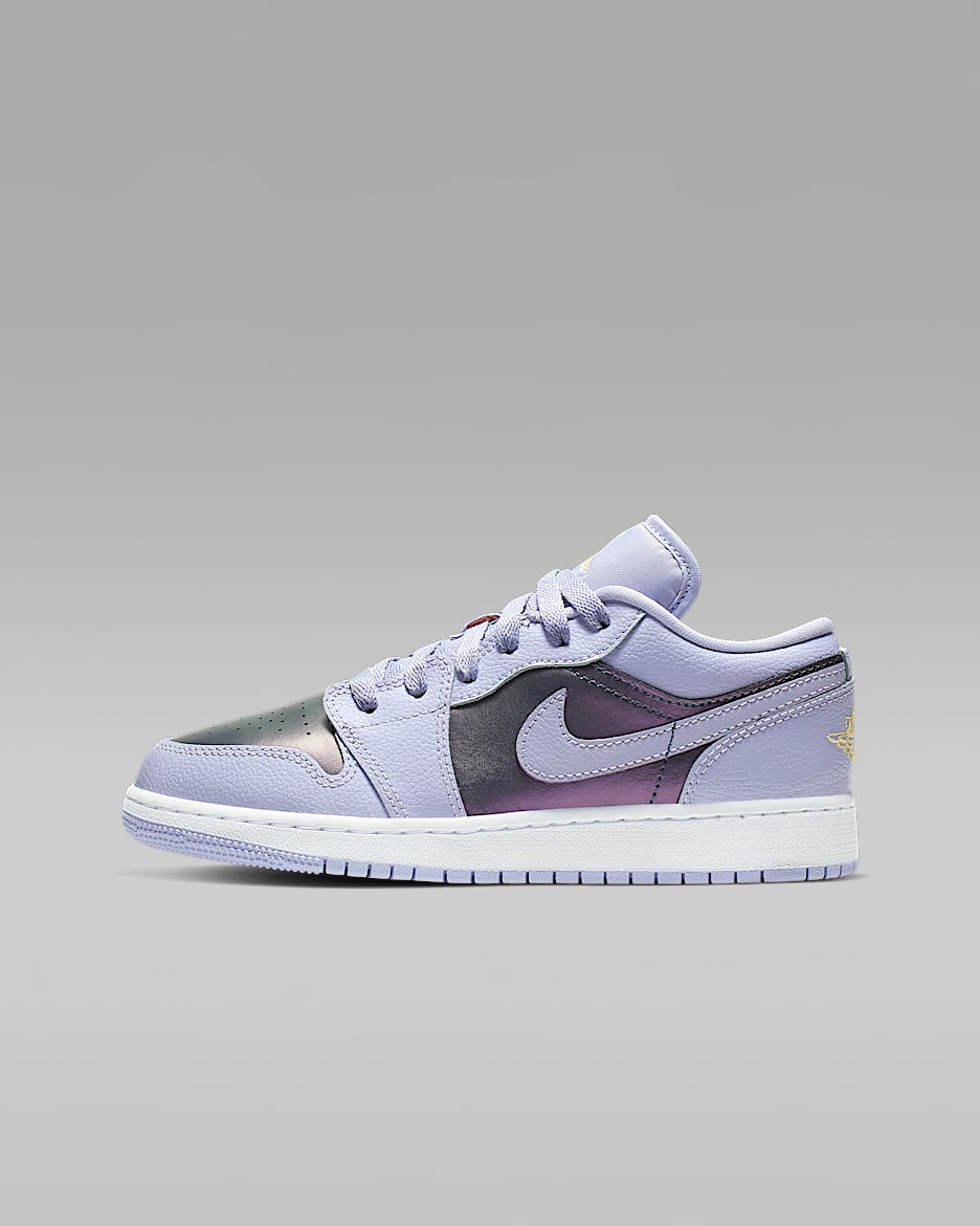 Air Jordan 1 Low (GS) 大童运动童鞋 - 氧气紫/季风蓝/浅甜瓜橙/氧气紫