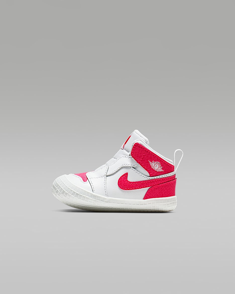 Jordan 1 Crib Bootie 婴童童鞋 - 白色/赛车粉/赛车粉