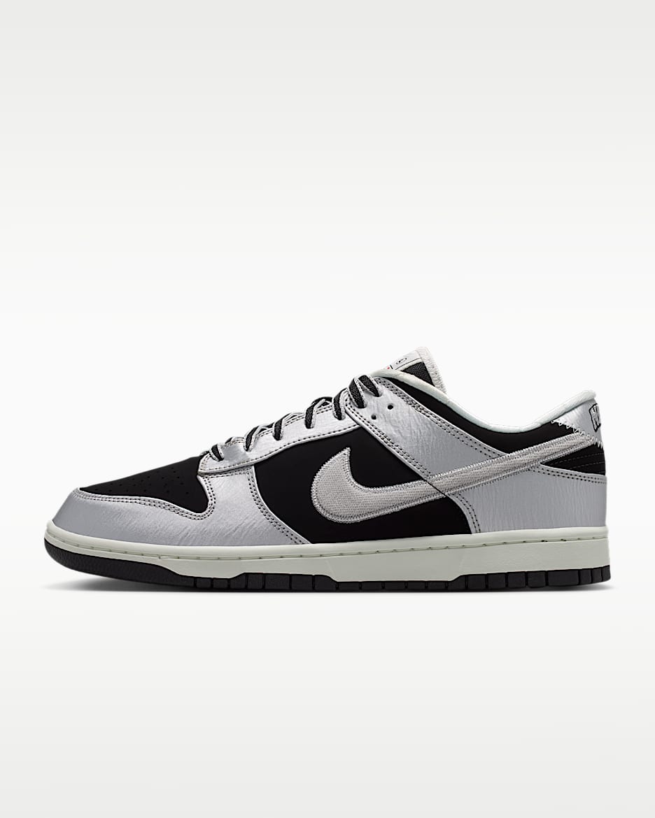 Nike Dunk Low Retro 男子运动鞋 - 金属银/黑/帆白/金属银