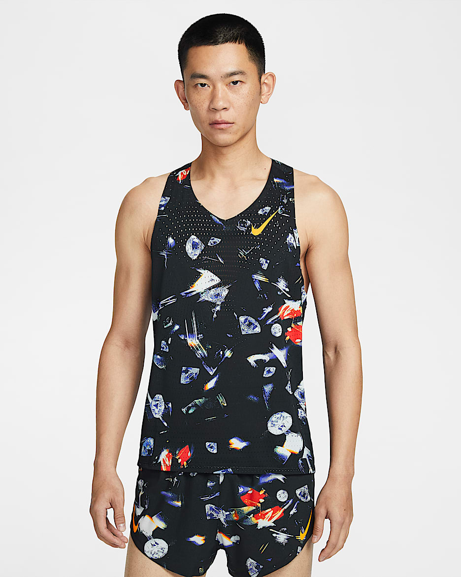 Nike AeroSwift Dri-FIT ADV 男子速干跑步背心 - 黑/激光橙
