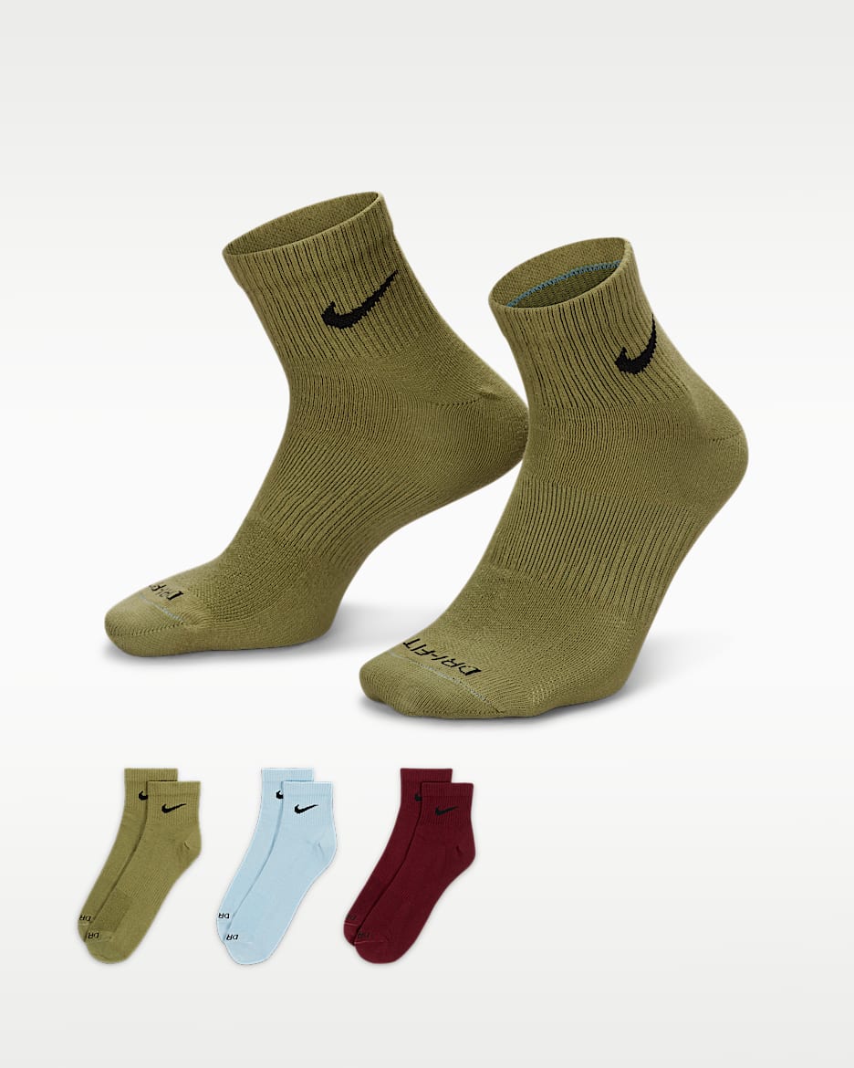 Nike Everyday Plus Lightweight 速干训练短袜（3 双） - 多色