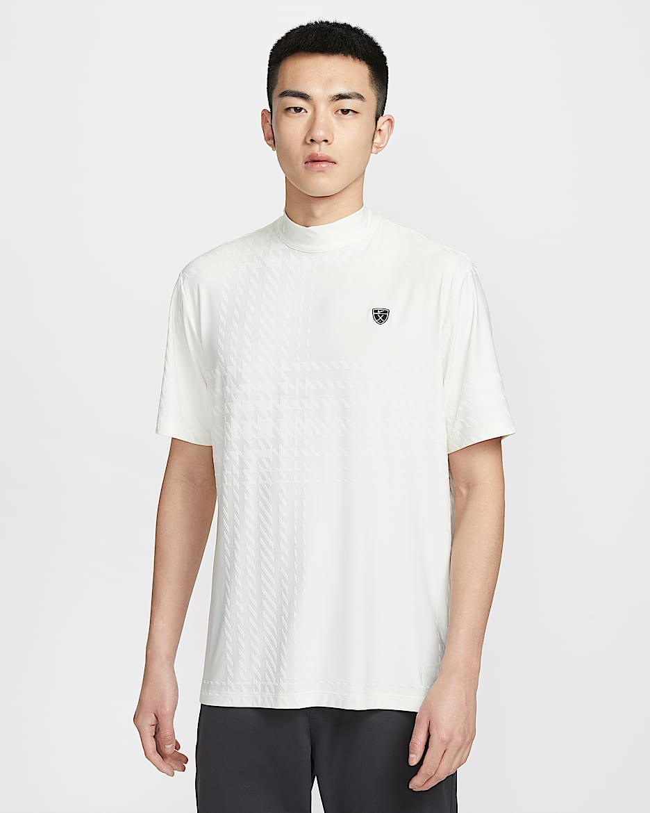 Nike Tartan Dri-FIT 男子速干高尔夫短袖上衣 - 帆白