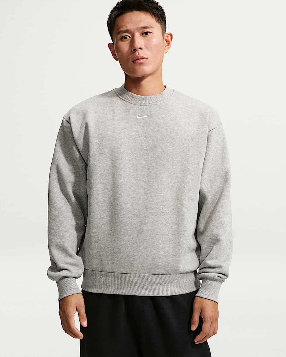 Nike Solo Fleece 陈昊森同款男子加绒圆领运动衫 - 调色暗灰/帆白