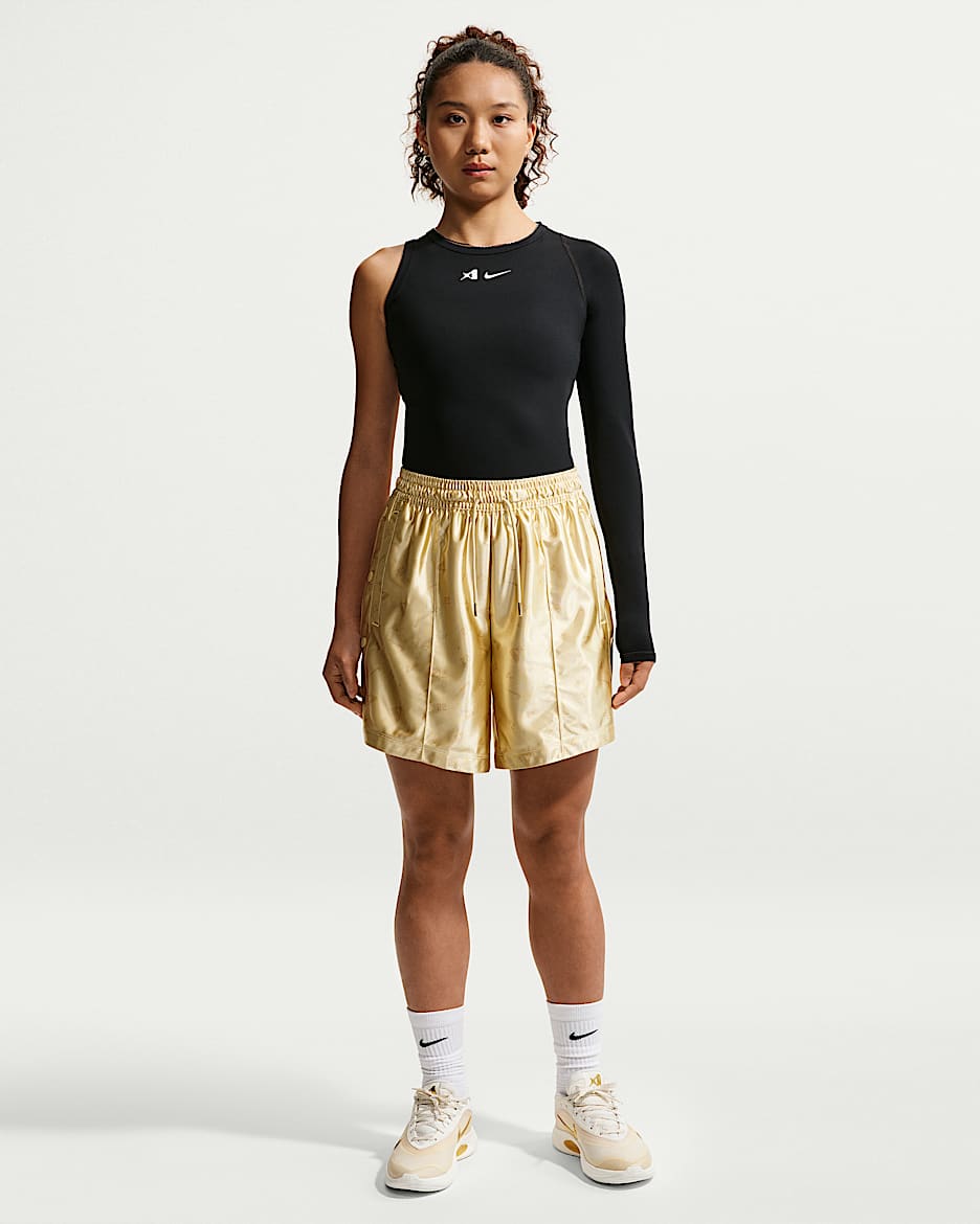 A'ja Wilson Nike Dri-FIT 阿贾·威尔逊女子速干篮球短裤 - 团队金/麦草绿
