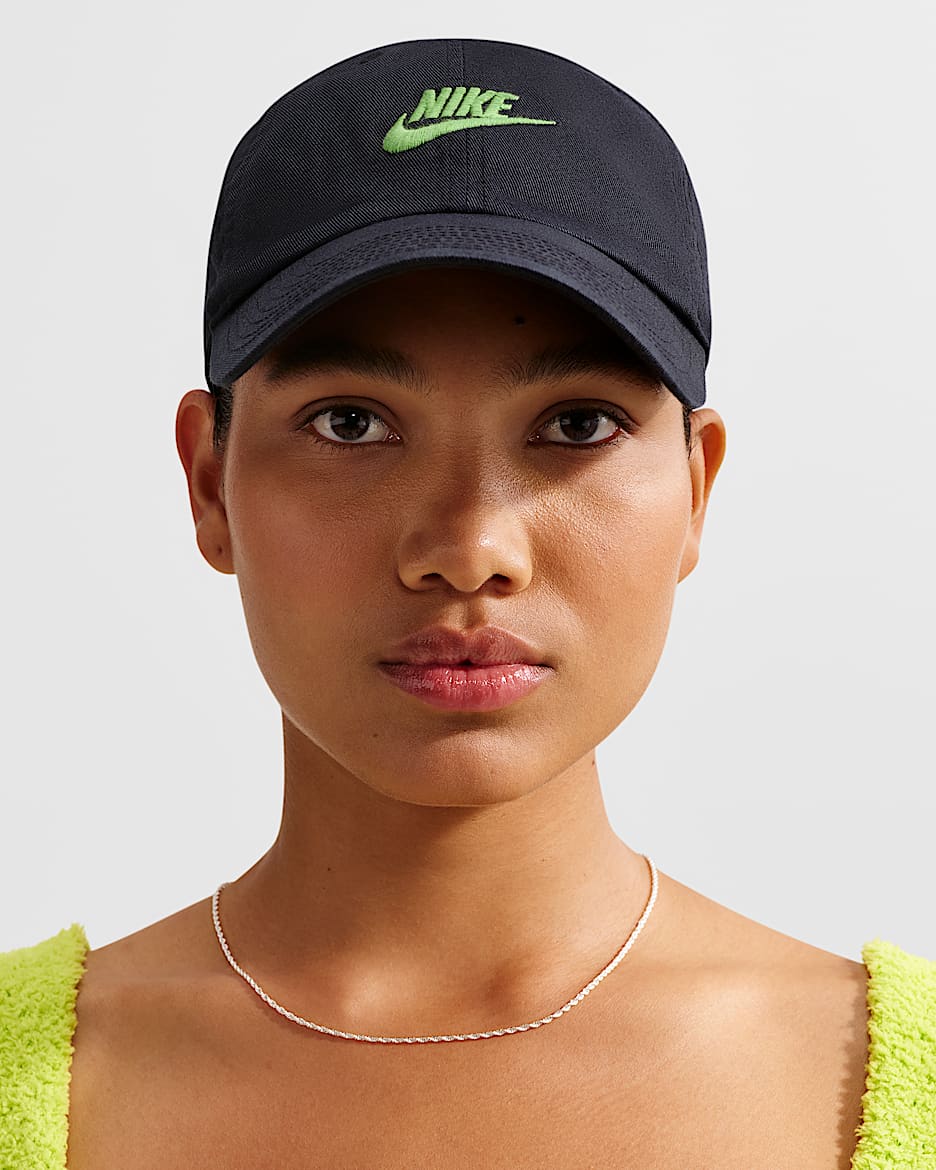 Nike Club Futura 软顶水洗运动帽 - 黑/明绿/明绿