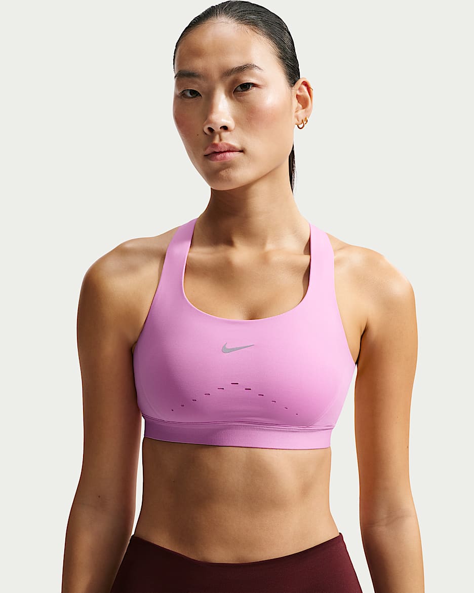 Nike Swift 女子速干高强度支撑轻衬运动内衣 - 浅品红/银