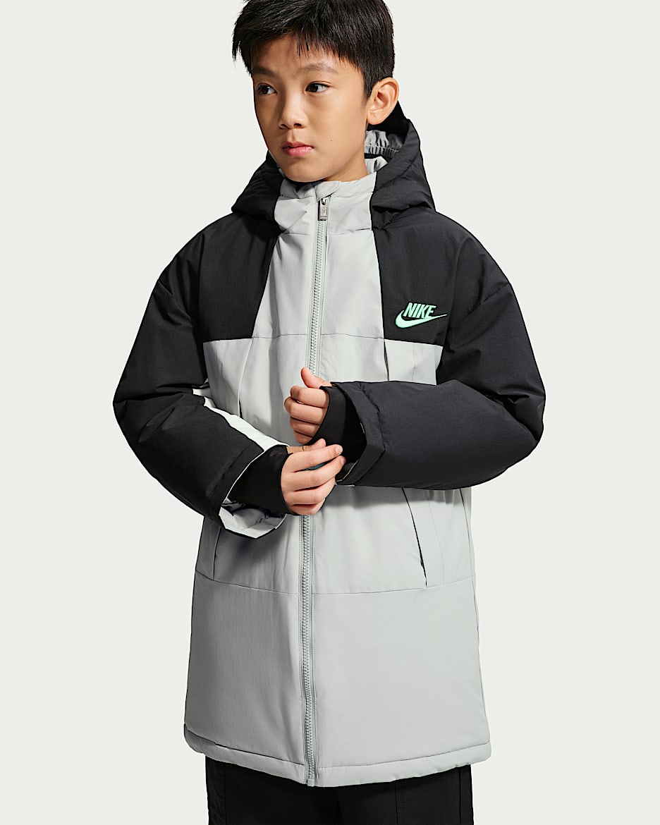 Nike 大童撞色户外羽绒外套 - 黑