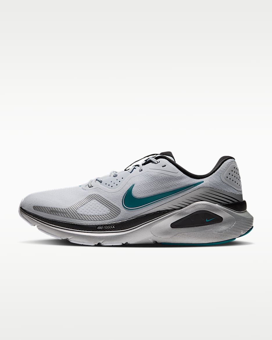Nike Structure 26 耐克稳程男子公路跑步鞋 - 足球灰/黑/金属银/亮杉木绿