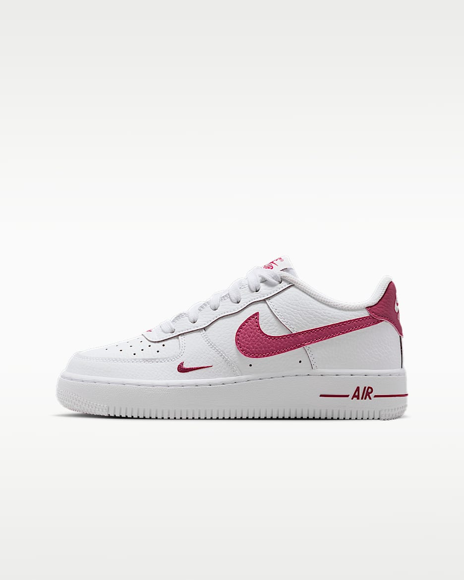 Nike Air Force 1 大童空军一号运动鞋 - 白色/甜菜红