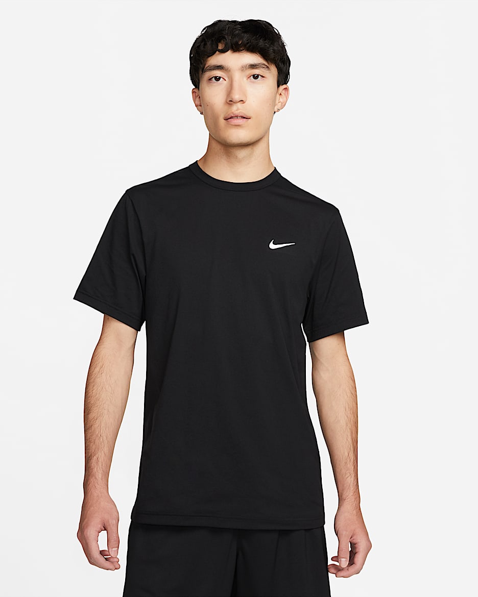Nike Dri-FIT Hyverse 男子速干短袖训练上衣 - 黑/白色