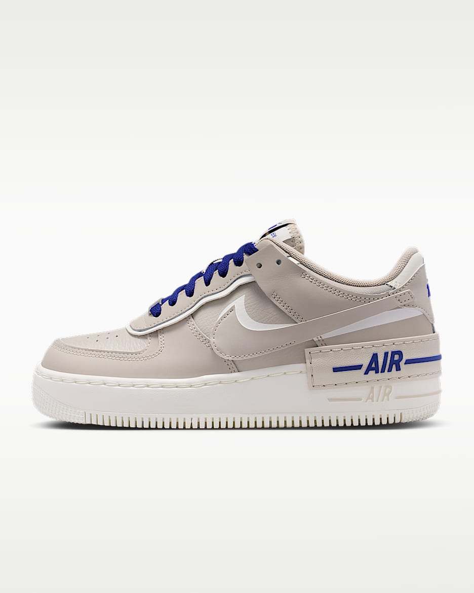 Nike Air Force 1 Shadow 女子空军一号运动鞋 - 奶白 II/旧宝蓝/帆白/奶白 II