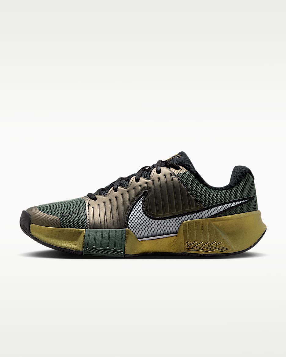 Nike GP Challenge Pro PRM 男子硬地球场网球鞋 - 迷彩绿/金属色/黑/白金色