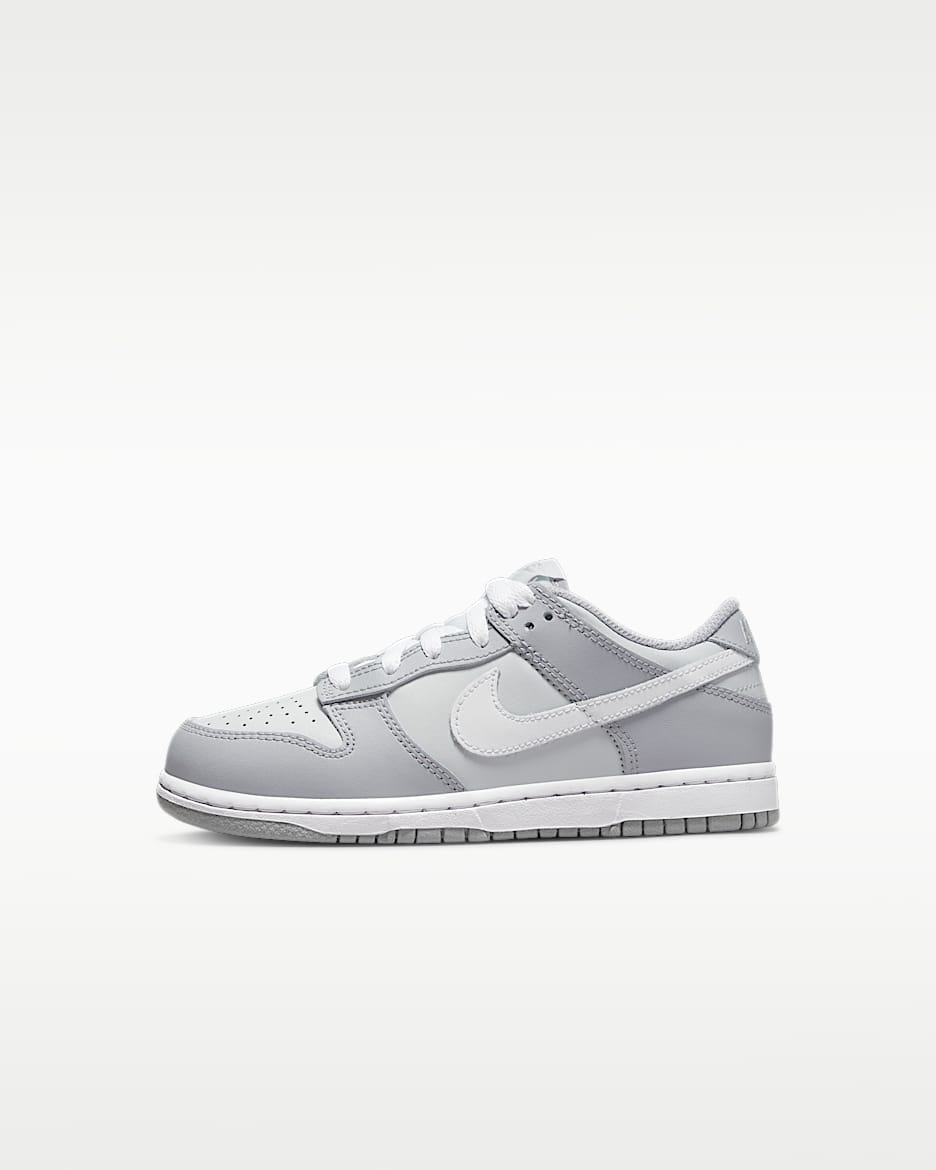 Nike Dunk Low (PS) 幼童运动童鞋板鞋 - 白金色/狼灰/白色