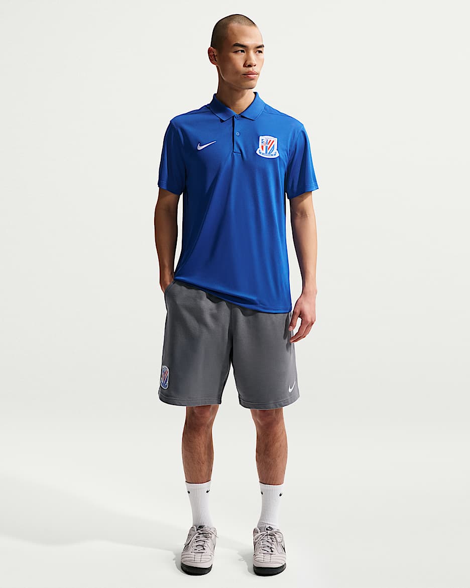 2026 赛季上海申花足球俱乐部 Nike 男子针织短裤 - 暗灰/白色