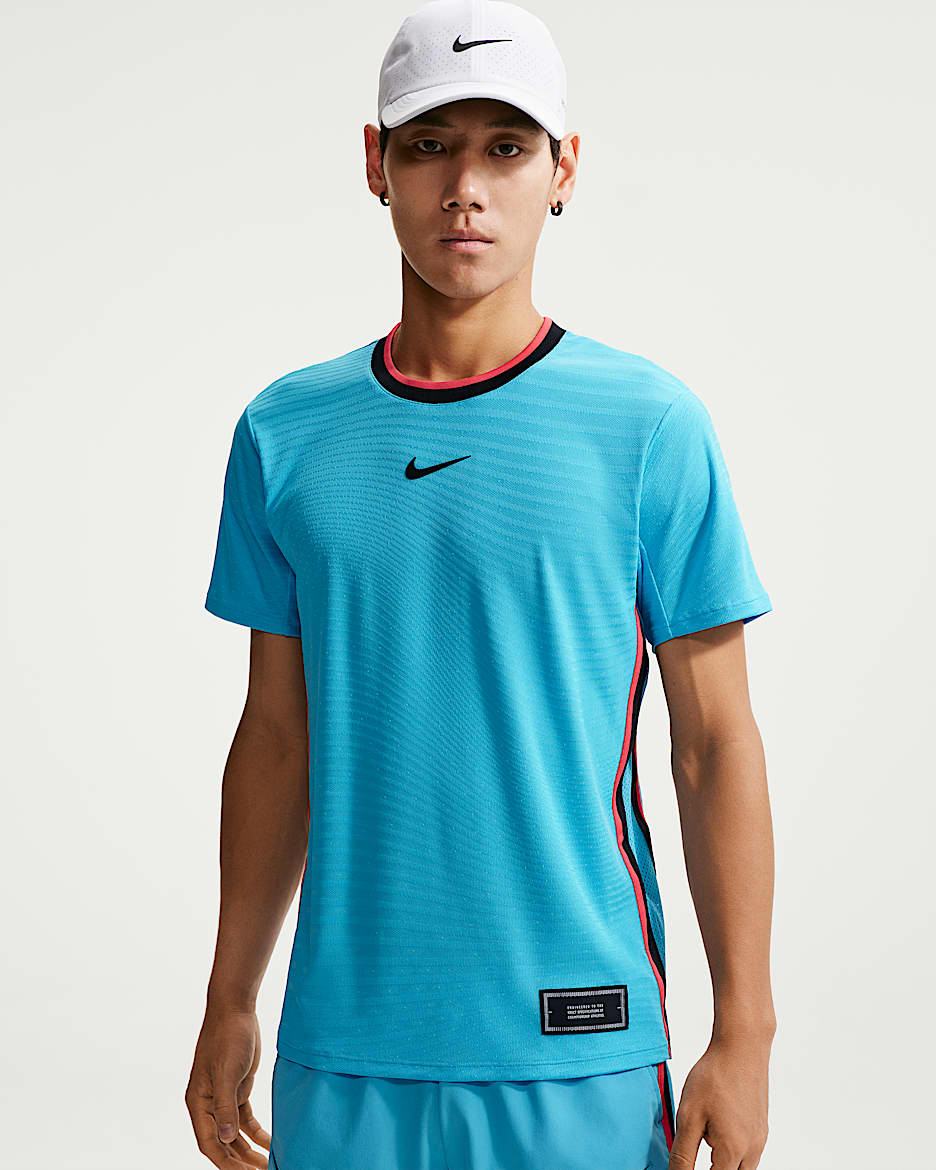 NikeCourt Slam Aero-FIT 男子短袖网球上衣 - 波罗的海蓝/黑