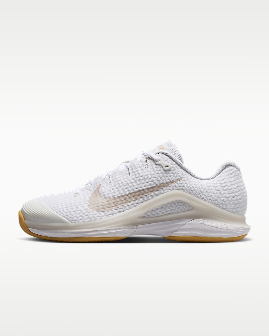 Nike Vapor 12 女子硬地球场网球鞋 - 白色/山峰白/亚麻/浅土褐