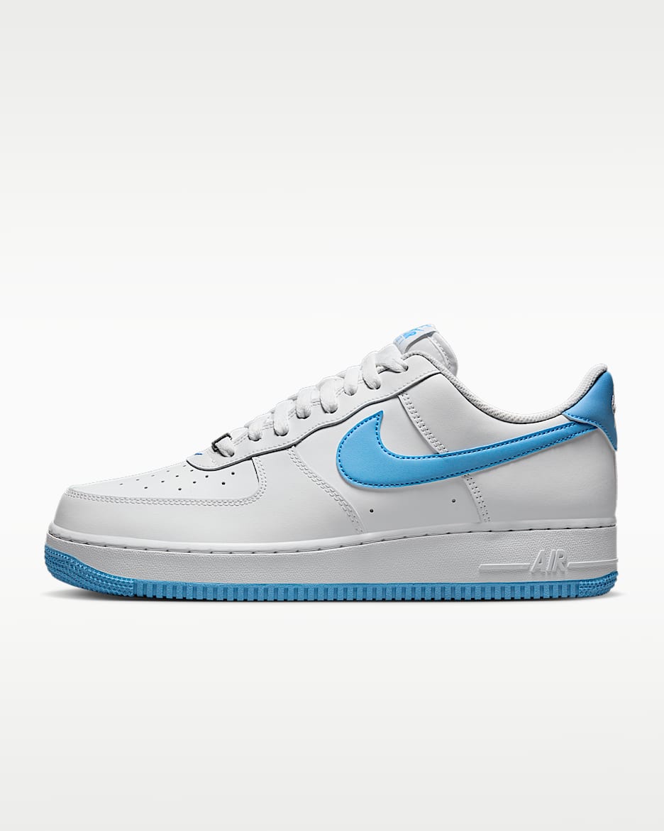 Nike Air Force 1 '07 男子空军一号运动鞋 - 白色/白色/水宝蓝