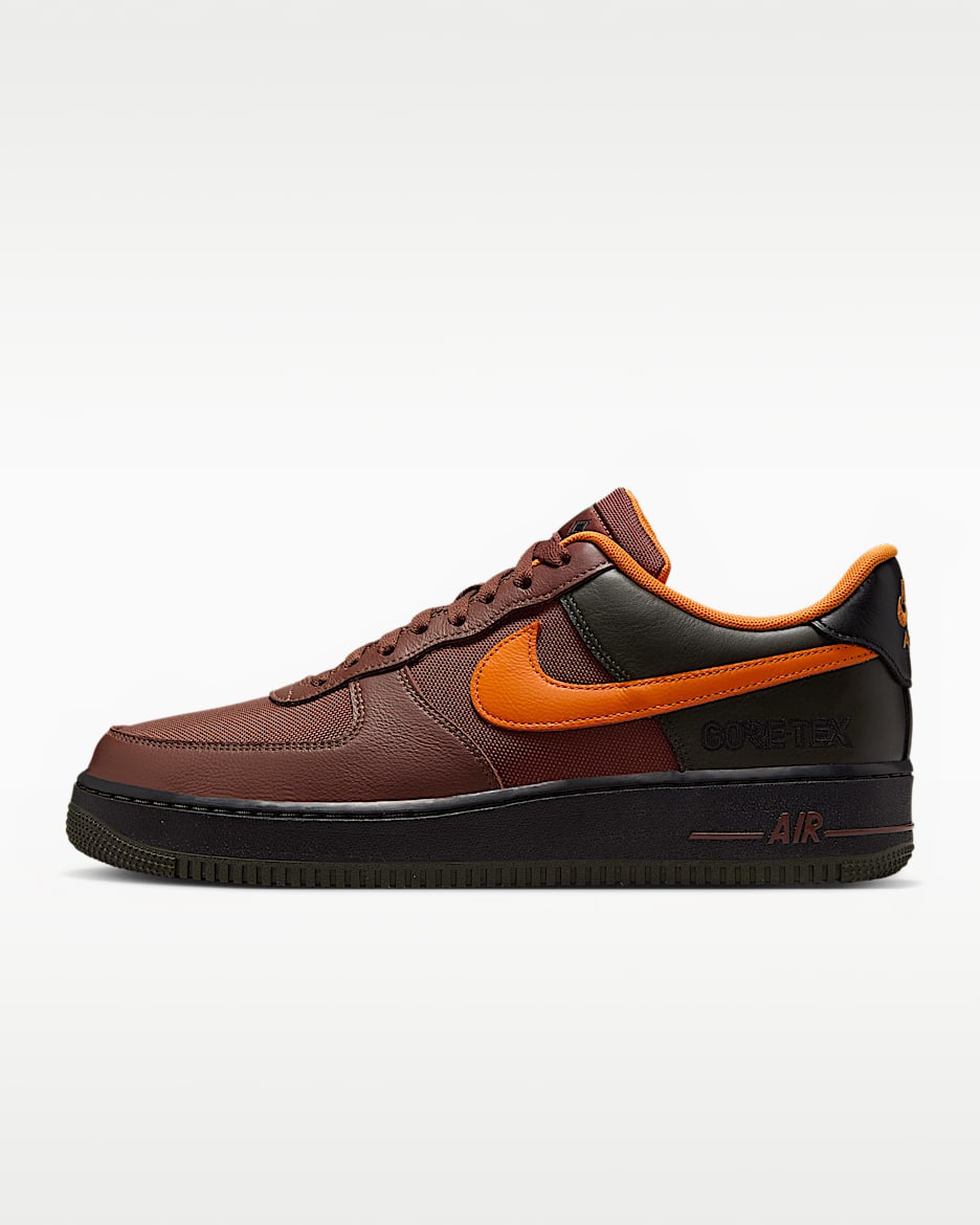 Nike Air Force 1 GORE-TEX 男子空军一号防水运动鞋 - 动物群棕/红杉绿/黑/亮橙色