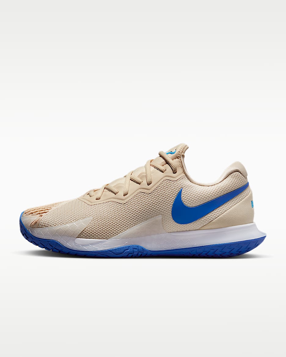 NikeCourt Zoom Vapor Cage 4 Rafa 纳达尔男子硬地球场网球鞋 - 沙堆白/大学蓝/白色/游戏宝蓝