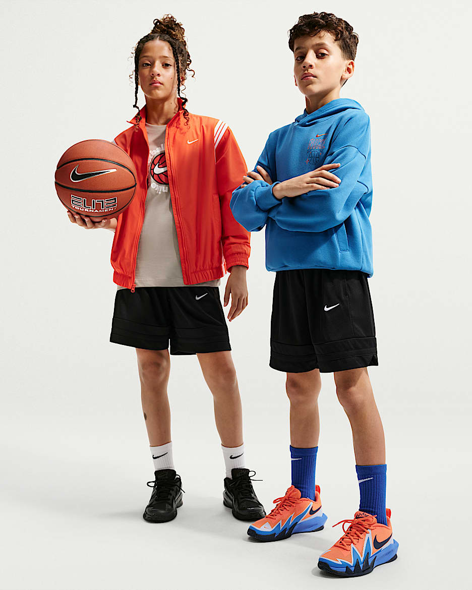 Nike Dri-FIT 大童速干篮球比赛短裤 - 黑/黑/白色