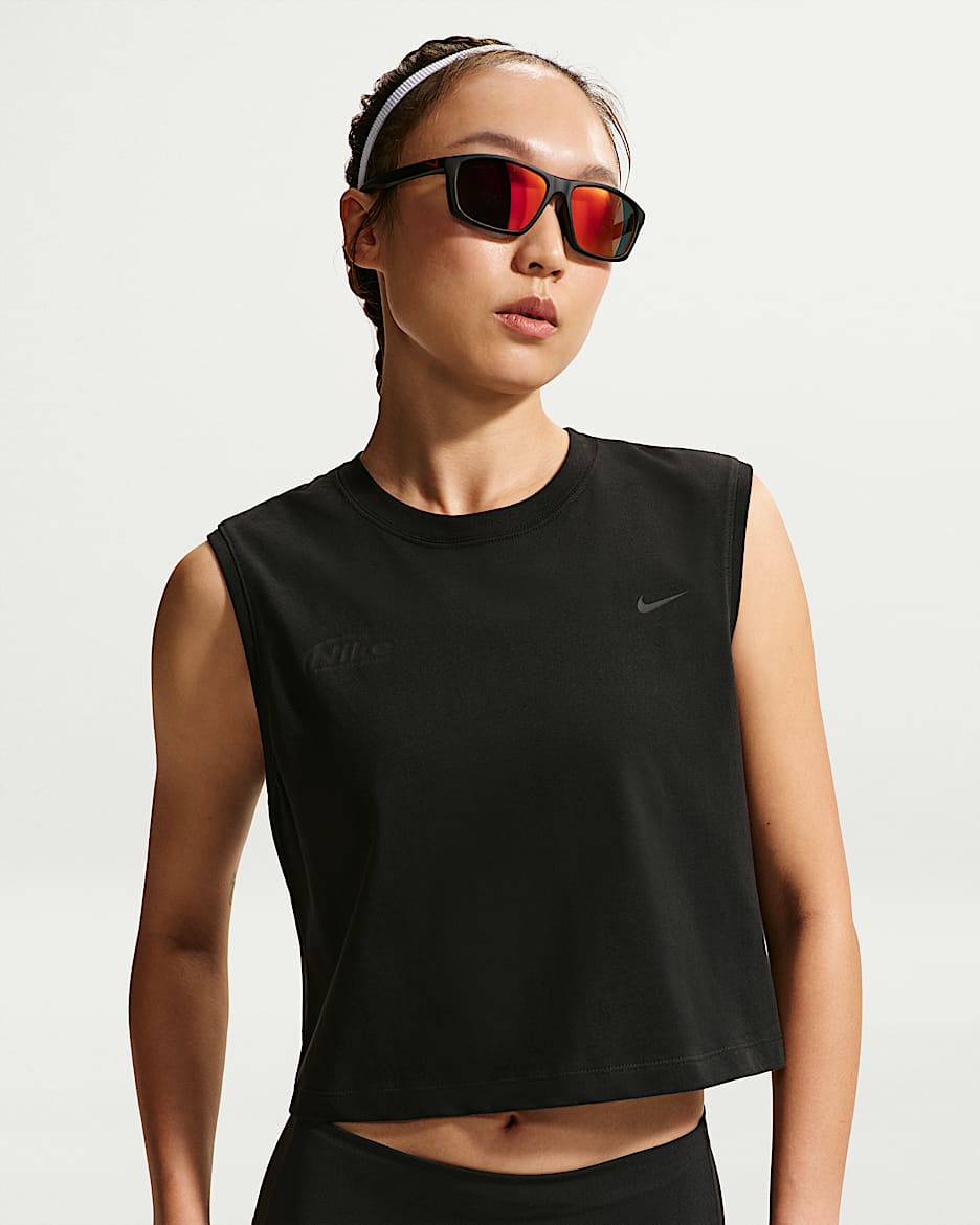 Nike Swift Butterfly Dri-FIT 女子速干无袖跑步T恤 - 黑