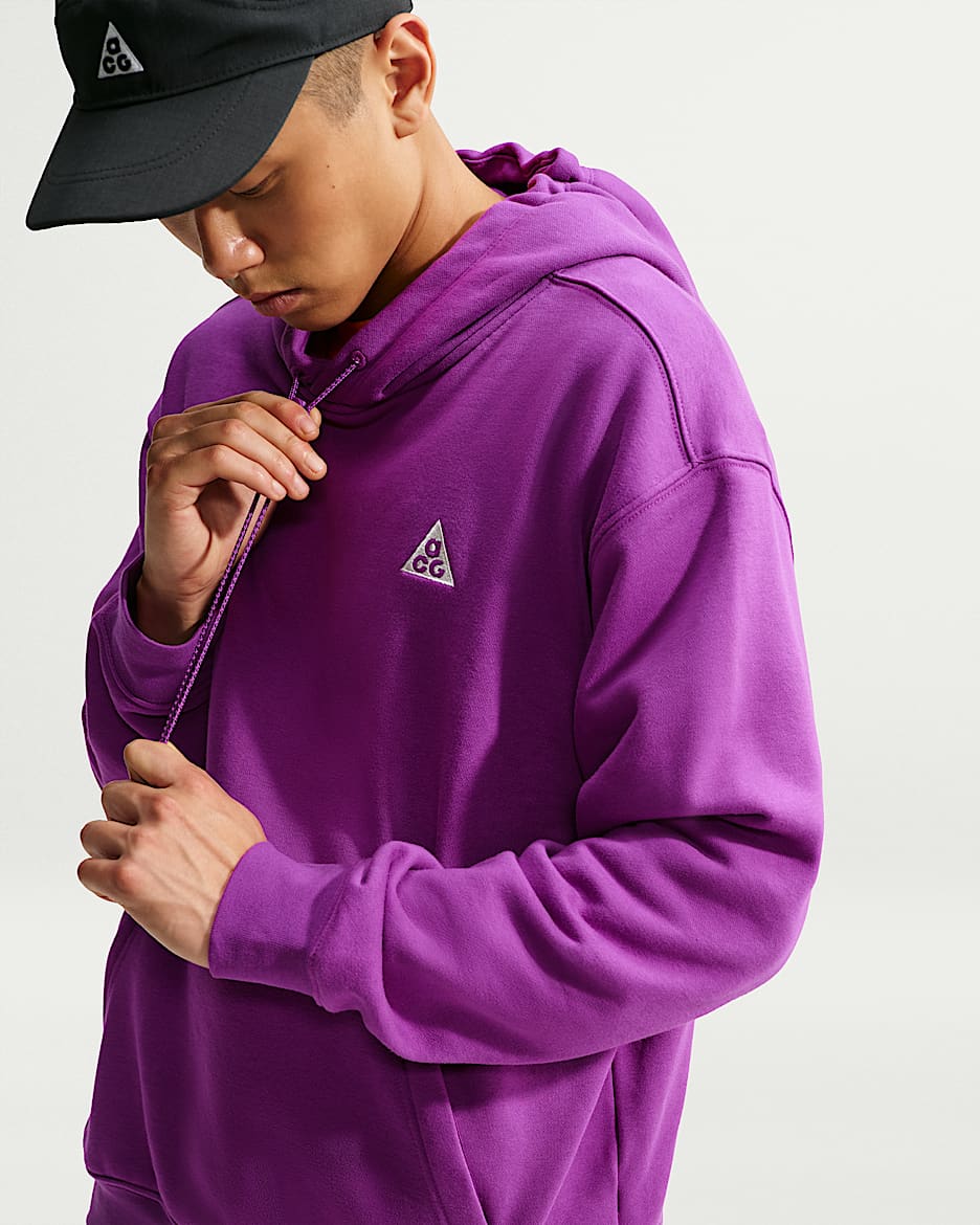 ACG Tuff Fleece Dri-FIT 男子速干套头连帽衫 - 浆果红/山峰白