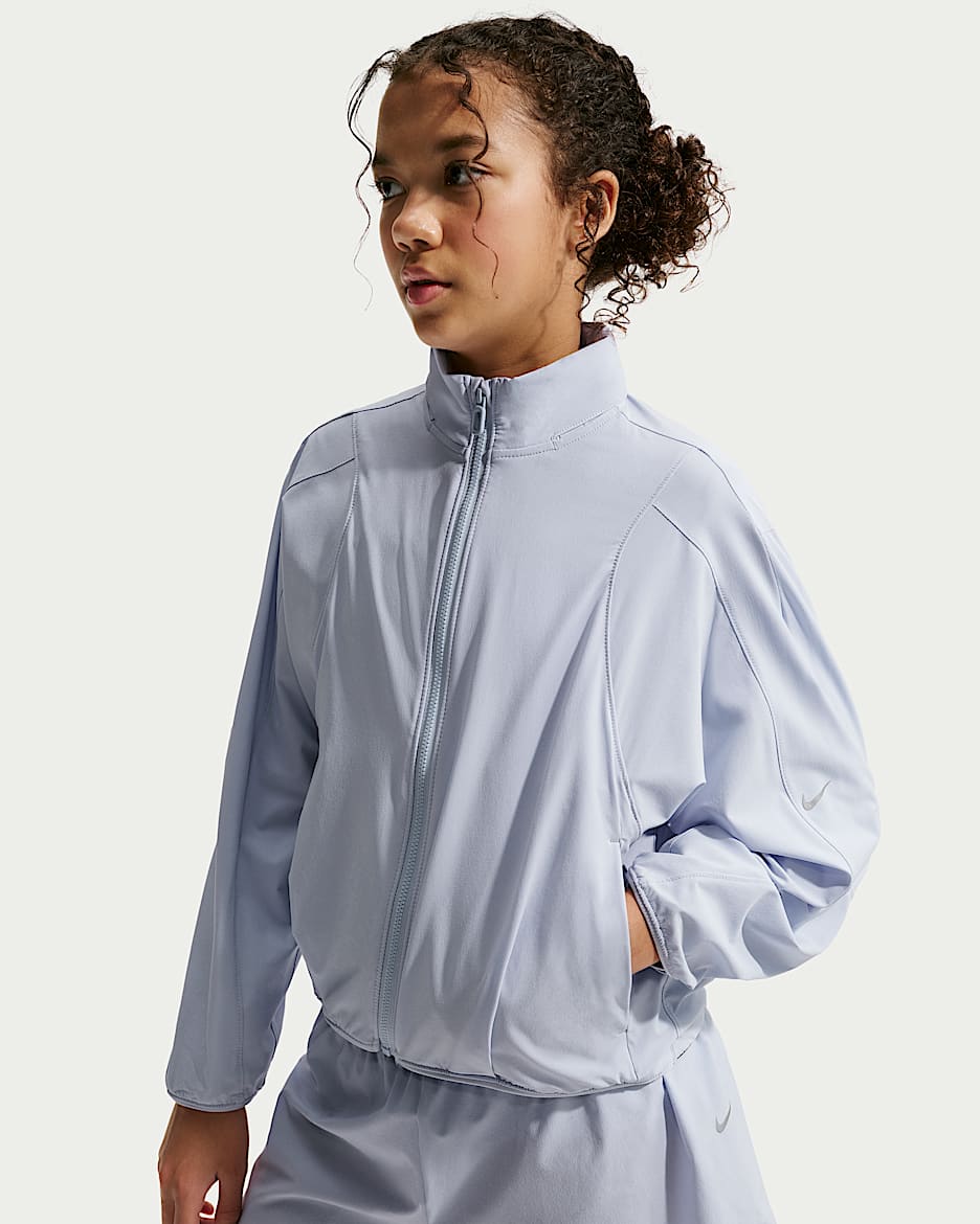 Nike MAVN 耐克好动心系列大童（女孩）拒水梭织夹克防晒衣 - 幻影/黑/幻影