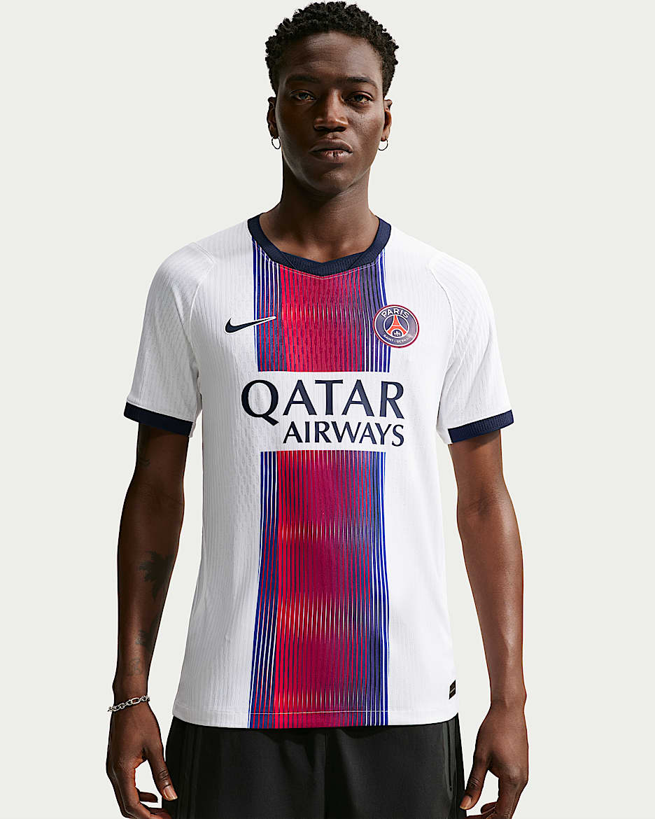2026/27 赛季巴黎圣日耳曼客场球员版 Nike Aero-FIT 男子短袖足球球衣 - 白色/大学深蓝/全球红/大学深蓝