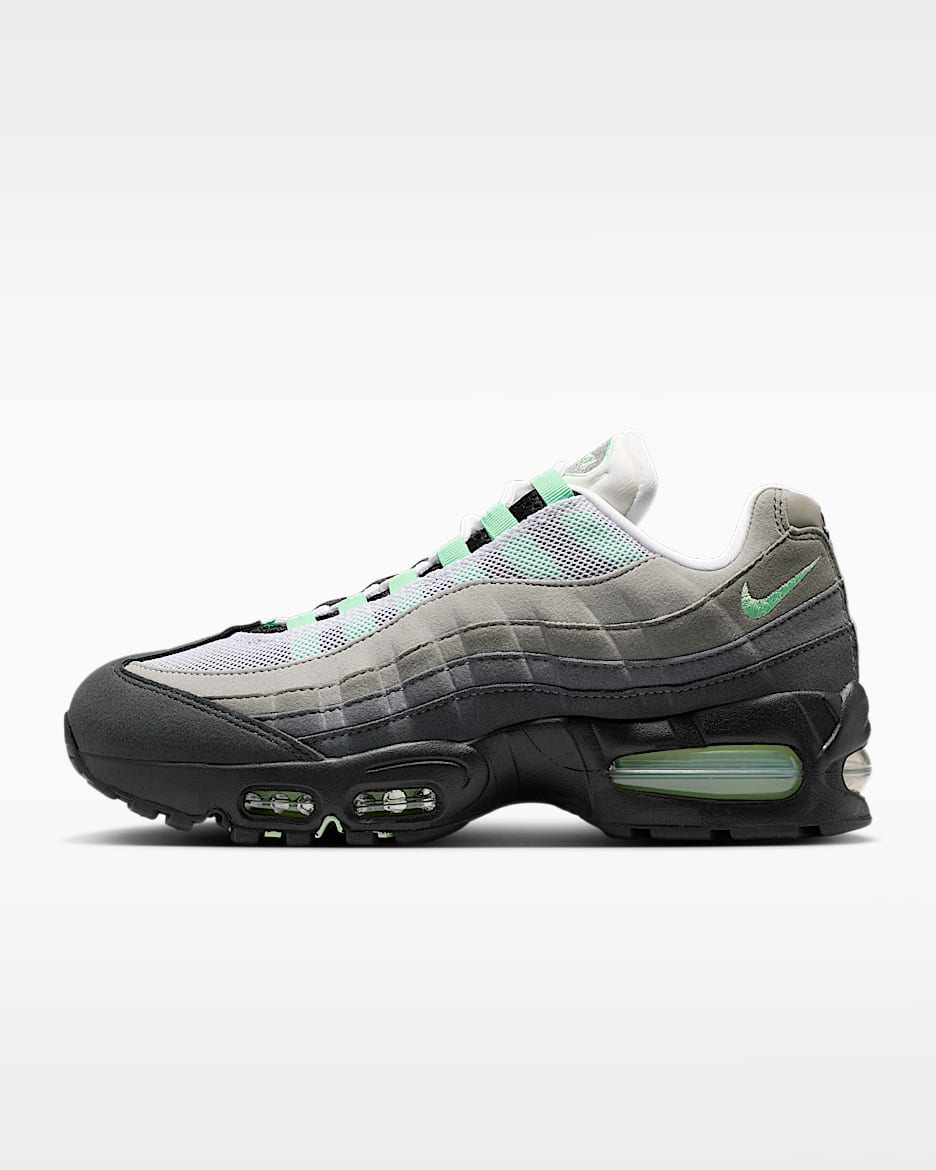Nike Air Max 95 Big Bubble 女子运动鞋 - 黑/白色/中灰/薄荷绿