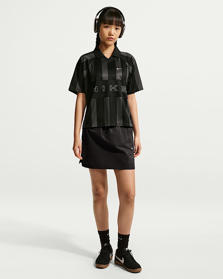 Nike Sportswear 女子中腰半身裙 - 黑/黑/粉白