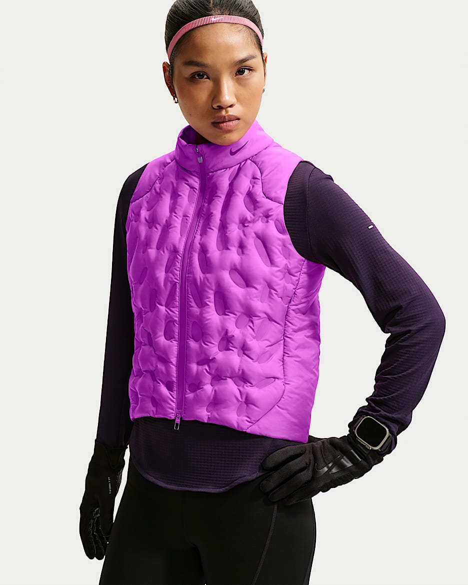 Nike AeroLoft Therma-FIT ADV Repel 女子拒水羽绒拼接跑步马甲 - 明亮紫