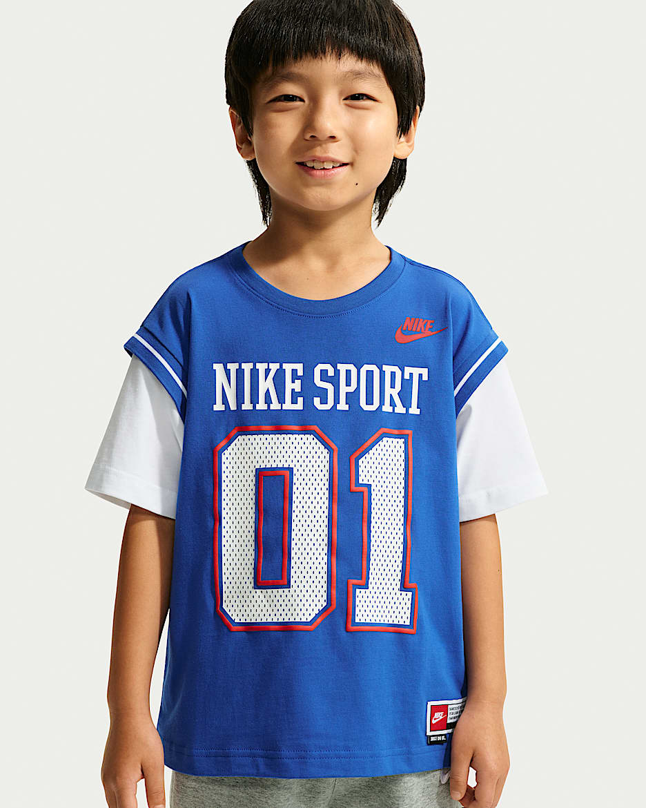 Nike Sportswear Multisport 幼童假两件短袖T恤 - 游戏宝蓝