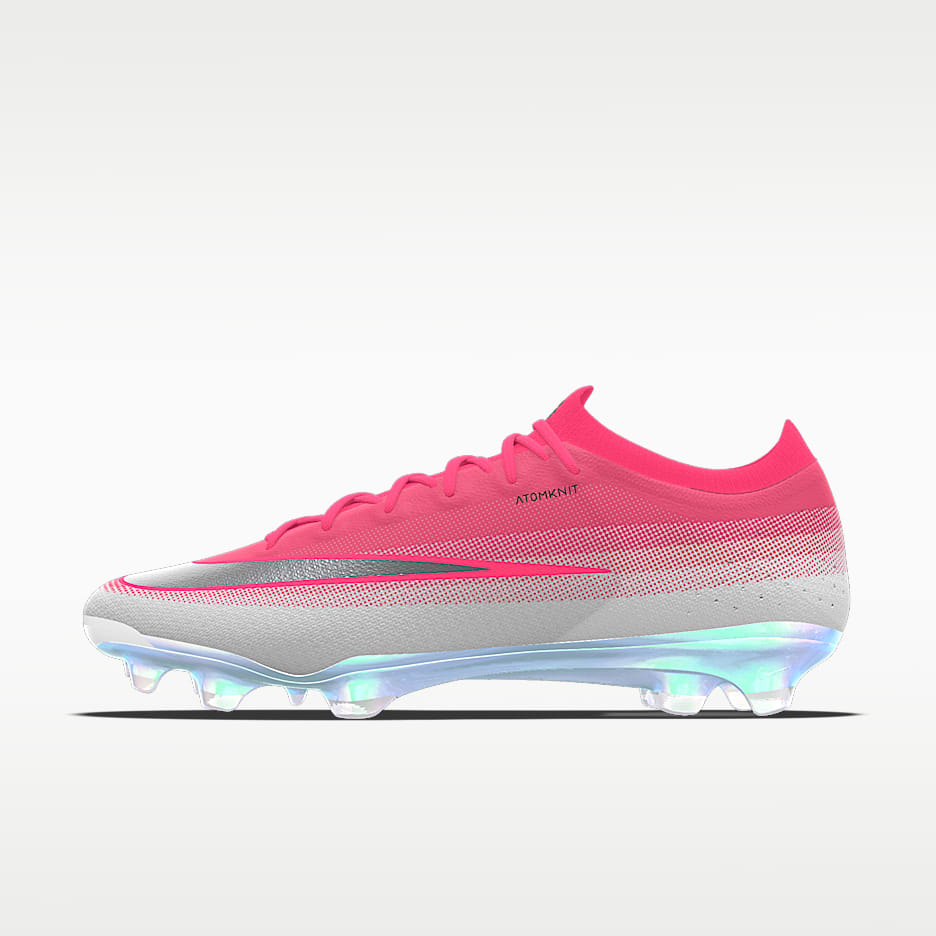 Nike Mercurial Vapor 17 Elite By You 专属定制 FG 天然硬质草地低帮足球鞋 - 透明粉/白色
