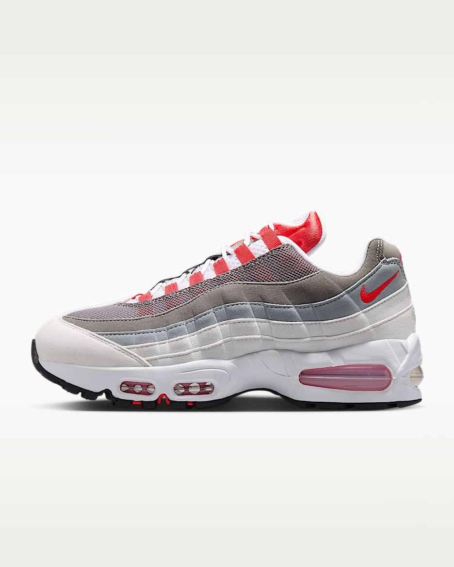 Nike Air Max 95 Big Bubble 女子运动鞋 - 白色/上升粉/狼灰/浅深红