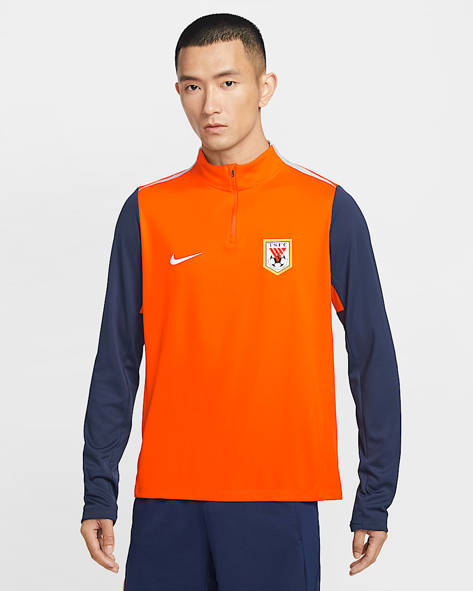 山东泰山足球俱乐部 Nike Dri-FIT Academy Pro Drill 男子速干上衣 - 安全橙/深藏青/白色