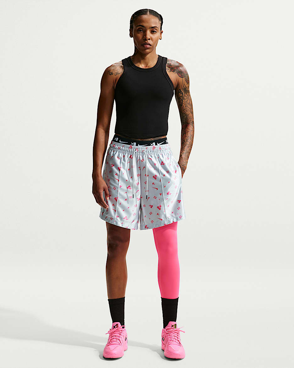 A'ja Wilson Nike Dri-FIT 阿贾·威尔逊女子速干篮球短裤 - 白金色/透明粉