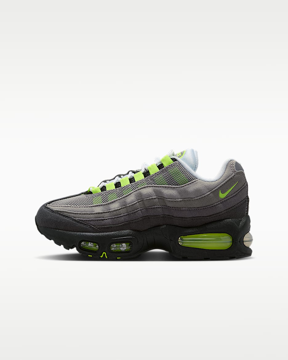 Nike Air Max 95 "Big Bubble" 大童运动鞋 - 黑/煤黑/浅石黑/霓虹黄