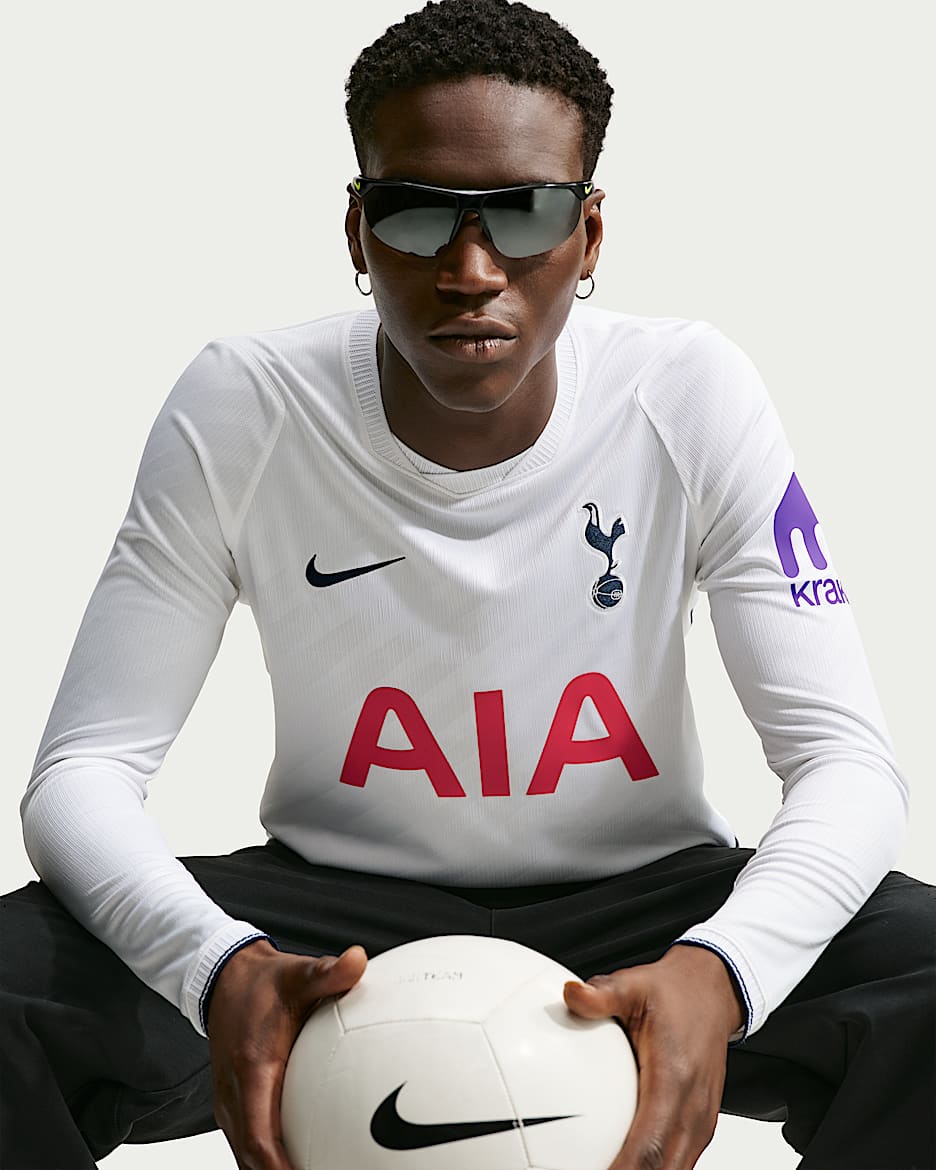 2026/27 赛季托特纳姆热刺主场球迷版 Nike Dri-FIT 速干科技男子足球长袖球衣 - 白色/二元蓝/二元蓝
